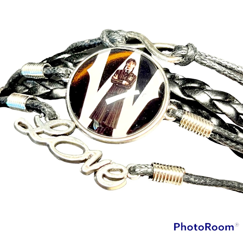 ladies/girls leatherette bracelet -Wednesday Addams theme TV SHOW